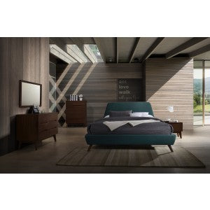 Modrest Lewis Mid-Century Modern Teal & Walnut Bedroom Set