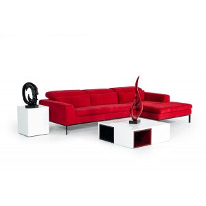 Divani Casa Clayton Modern Red Fabric Sectional Sofa