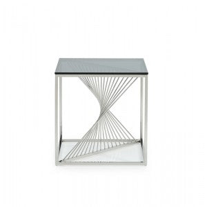 Modrest Trinity Modern Glass & Stainless Steel End Table