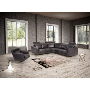 Estro Salotti Ethan Modern Black Leather Sectional Sofa