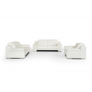 Estro Salotti Evergreen Modern White Leather Sofa Set