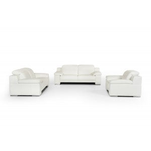 Estro Salotti Evergreen Modern White Leather Sofa Set