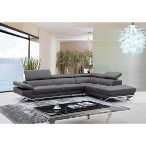 Divani Casa Quebec Modern Dark Grey Eco-Leather Sectional Sofa