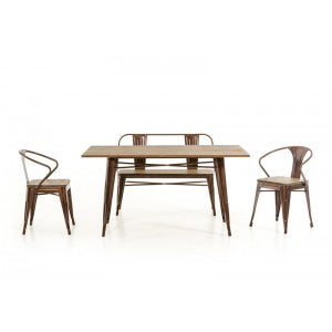 Modrest Ford Modern Copper & Wood Dining Table