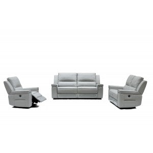 Divani Casa Hearst Modern Grey Leatherette Sofa Set w/ Recliners