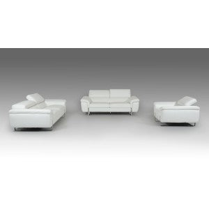 David Ferarri Highline Italian Modern White Top Grain Leather Sofa Set