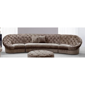 Divani Casa Cosmopolitan Mini - Transitional Acrylic Crystal Tufted Fabric Sectional Sofa