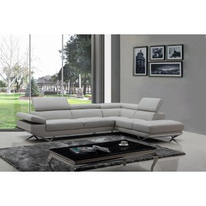 Divani Casa Quebec Modern Light Grey Eco-Leather Sectional Sofa