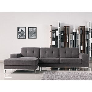 Divani Casa Fortson Modern Grey Eco-Leather Sectional Sofa w/ Left Facing Chaise