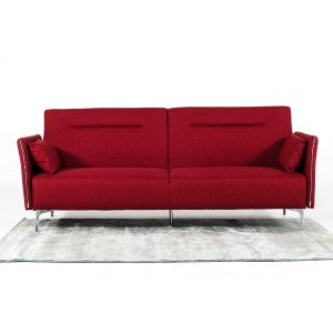 Divani Casa Davenport - Modern Red Fabric Sofa Bed