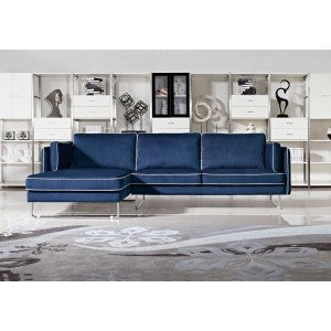 Divani Casa Anchusa Modern Blue Fabric Sectional Sofa