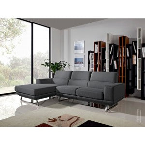 Divani Casa Becket Modern Dark Grey Fabric Sectional Sofa