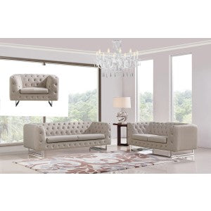 Divani Casa Caswell Modern Beige Fabric Sofa Set