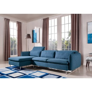 Divani Casa Aleida Modern Blue Fabric Sectional Sofa