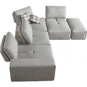 Divani Casa Platte Modern Grey Fabric Modular Sectional Sofa