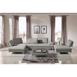 Divani Casa Baxter Modern Grey Fabric Sectional Sofa & Coffee Table Set