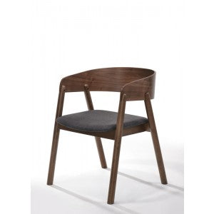 Modrest Oritz Mid-Century Modern Grey & Walnut Dining Chair (Set of 2)