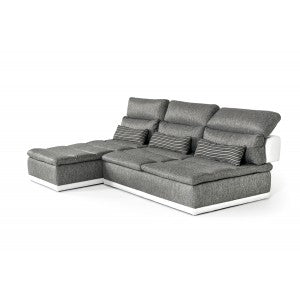 David Ferrari Panorama Italian Modern Grey Fabric & White Leather Configurable Sectional Sofa