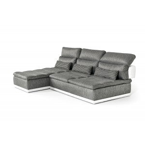 David Ferrari Panorama Italian Modern Grey Fabric & White Leather Configurable Sectional Sofa