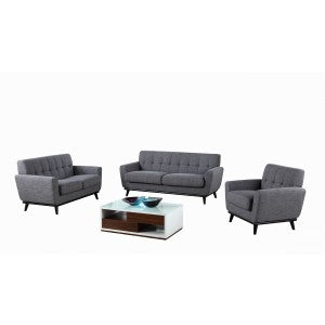 Divani Casa Corsair Modern Grey Fabric Sofa Set